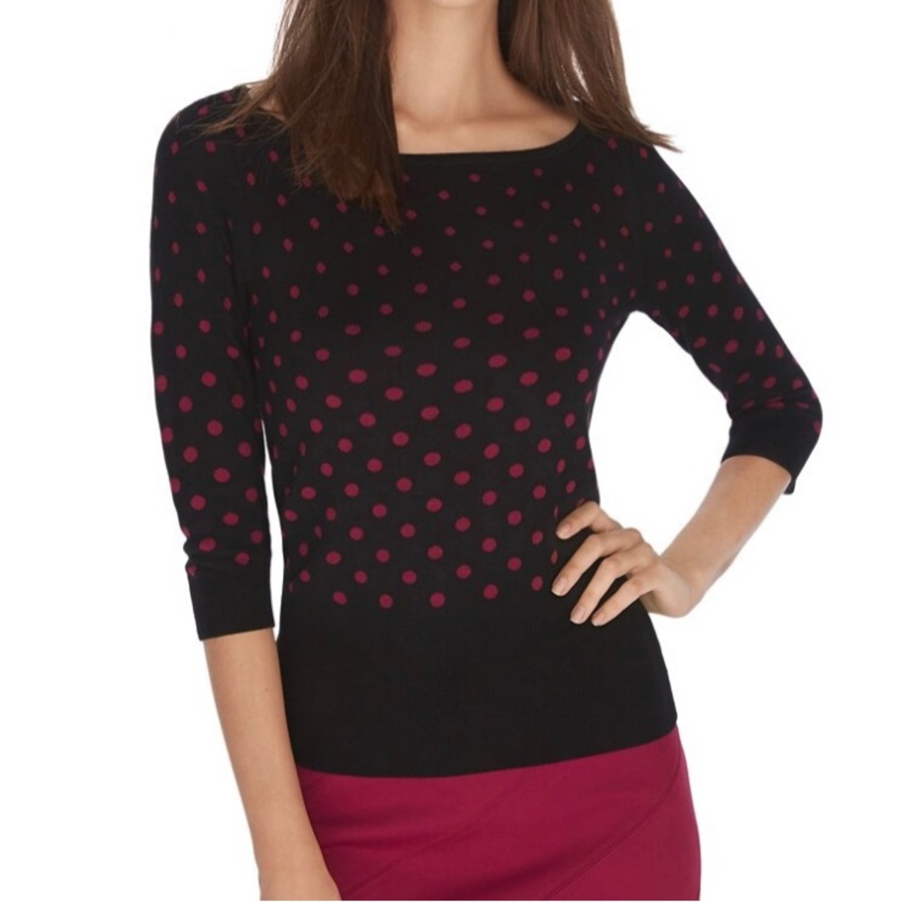 WHBM 3/4 sleeve polkadot sweater